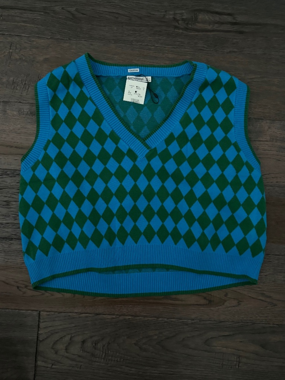 Cropped Argyle Sweater Vest